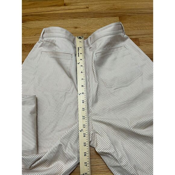 Lafayette 148 Women's 10 Brown Pant Cotton Cropped Striped Wide Leg Boho Culotte - Picture 10 of 11